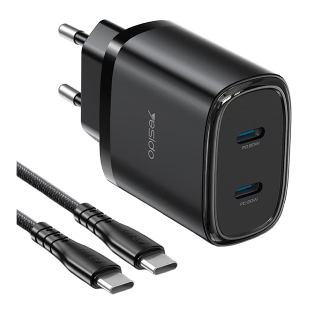 Incarcator Yesido YC56 Fast Charger 20W plus cablu 1.2m - Negru