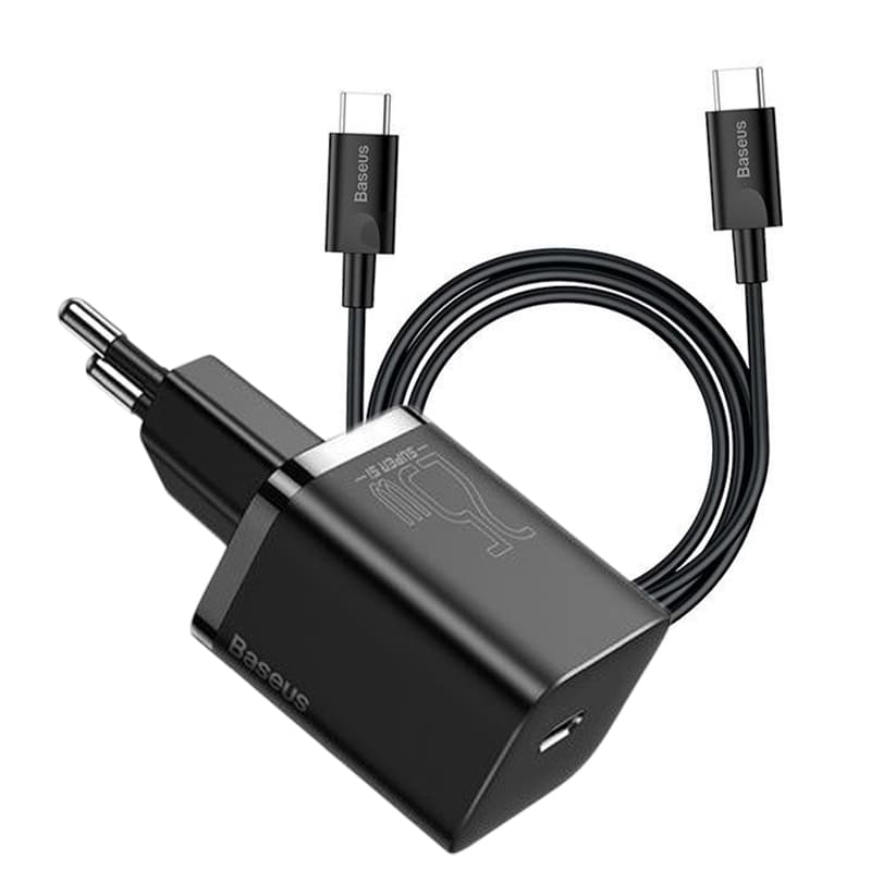 Incarcator de retea Baseus Super Si Quick Charger 25W + Cablu Type C - Type C
