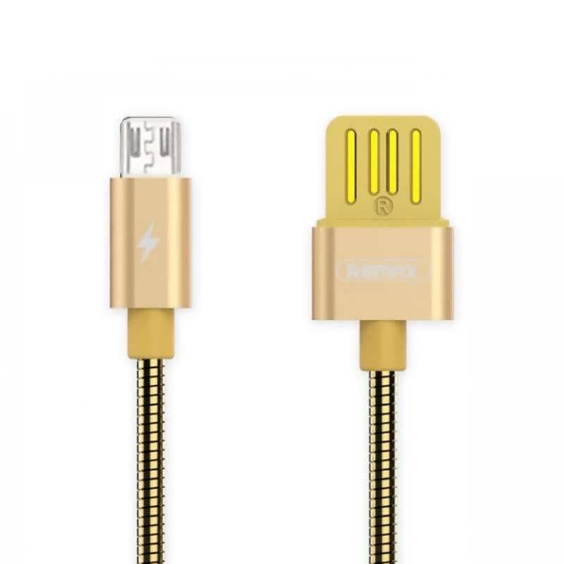 Cablu de date metalic microUSB Fast Charge Remax RC-080 - Auriu