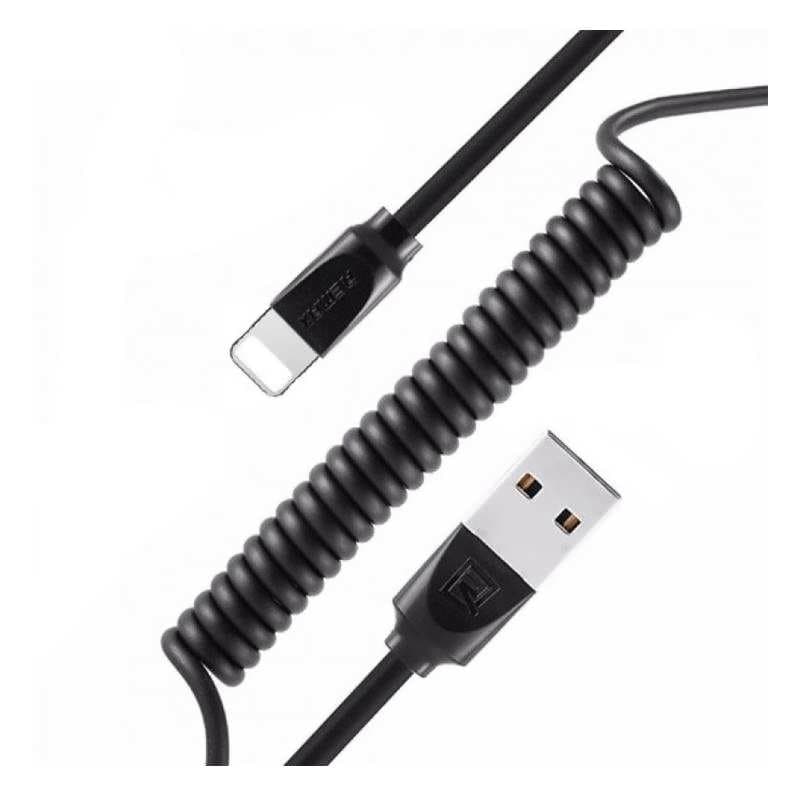 Cablu de date spiralat Lightning Remax pentru iPhone - Negru