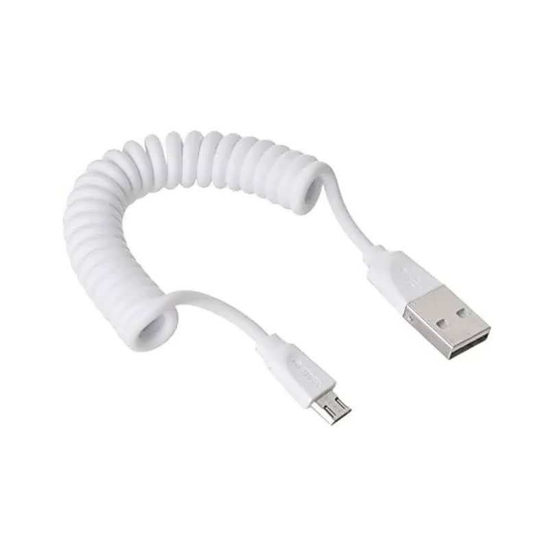 Cablu de date spiralat microUSB Remax - Alb