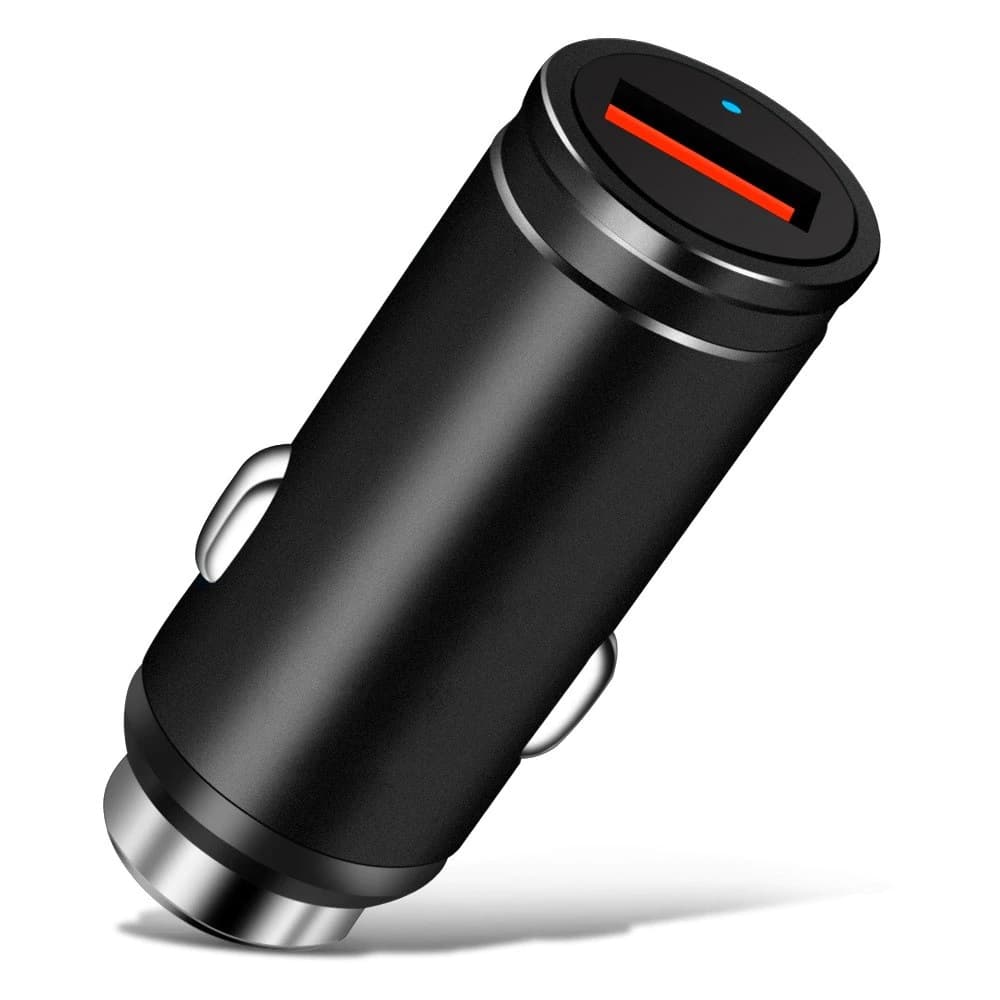 Incarcator auto metalic - 1 x USB Quick Charge - negru