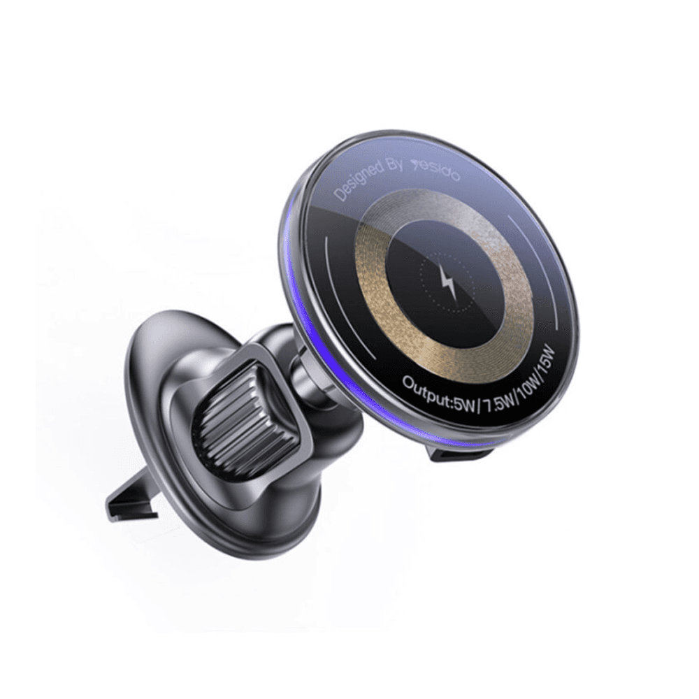 Suport auto magnetic, cu prindere pentru grila de ventilatie, pentru telefon cu incarcare Wireless - Yesido C308