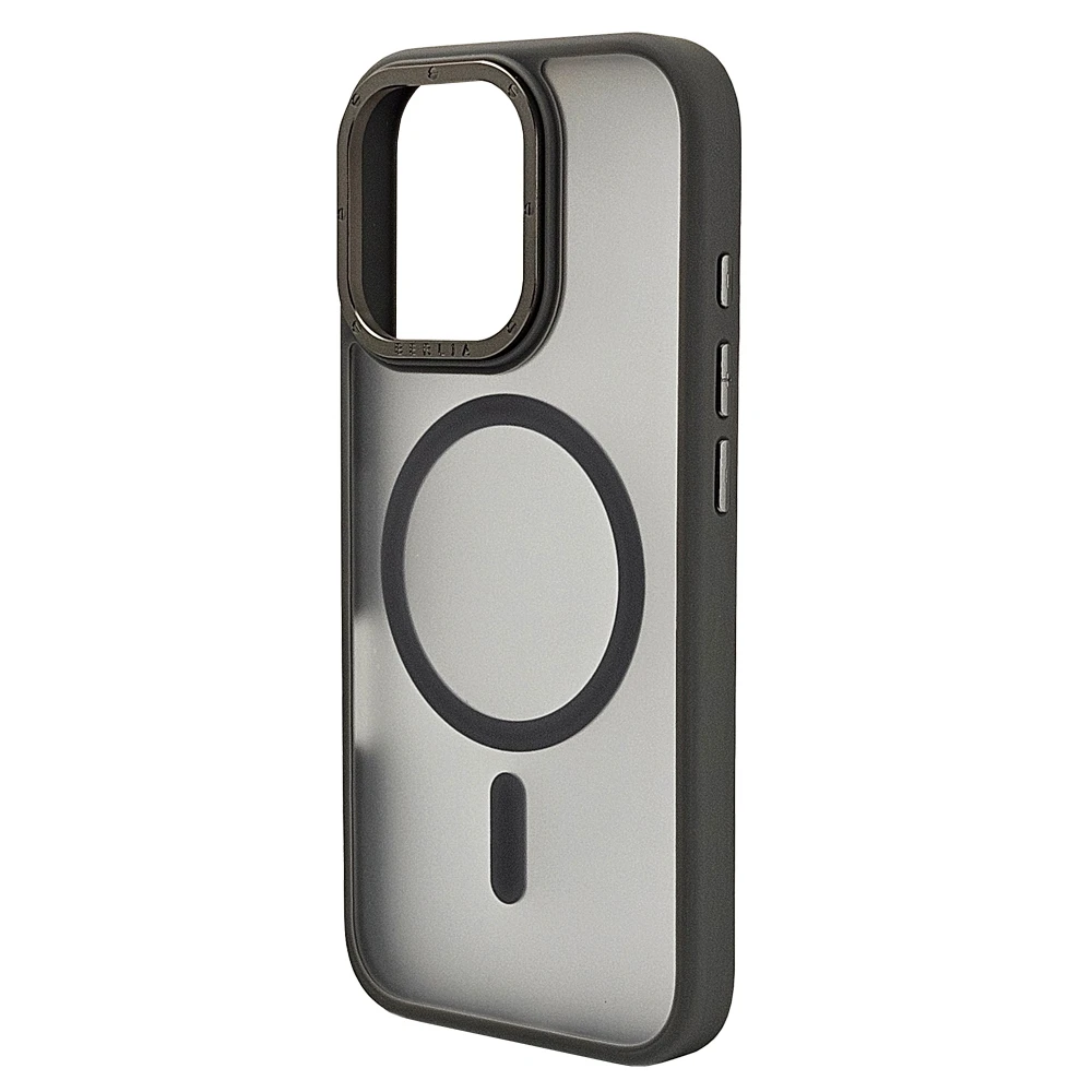 Husa spate pentru iPhone 15 Pro Max Berlia Matte Magsafe - Semitransparent/Gri