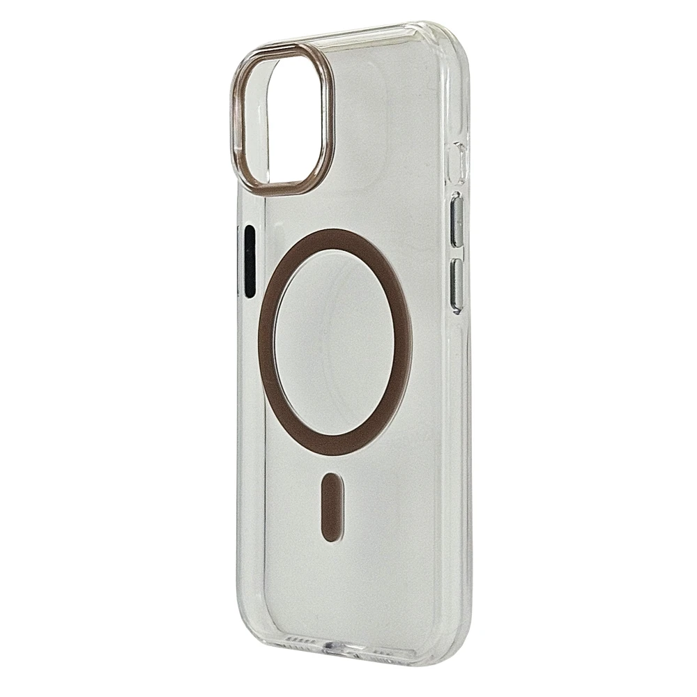 Husa spate pentru iPhone 14 Berlia Sheen Magsafe - Transparent/Maro