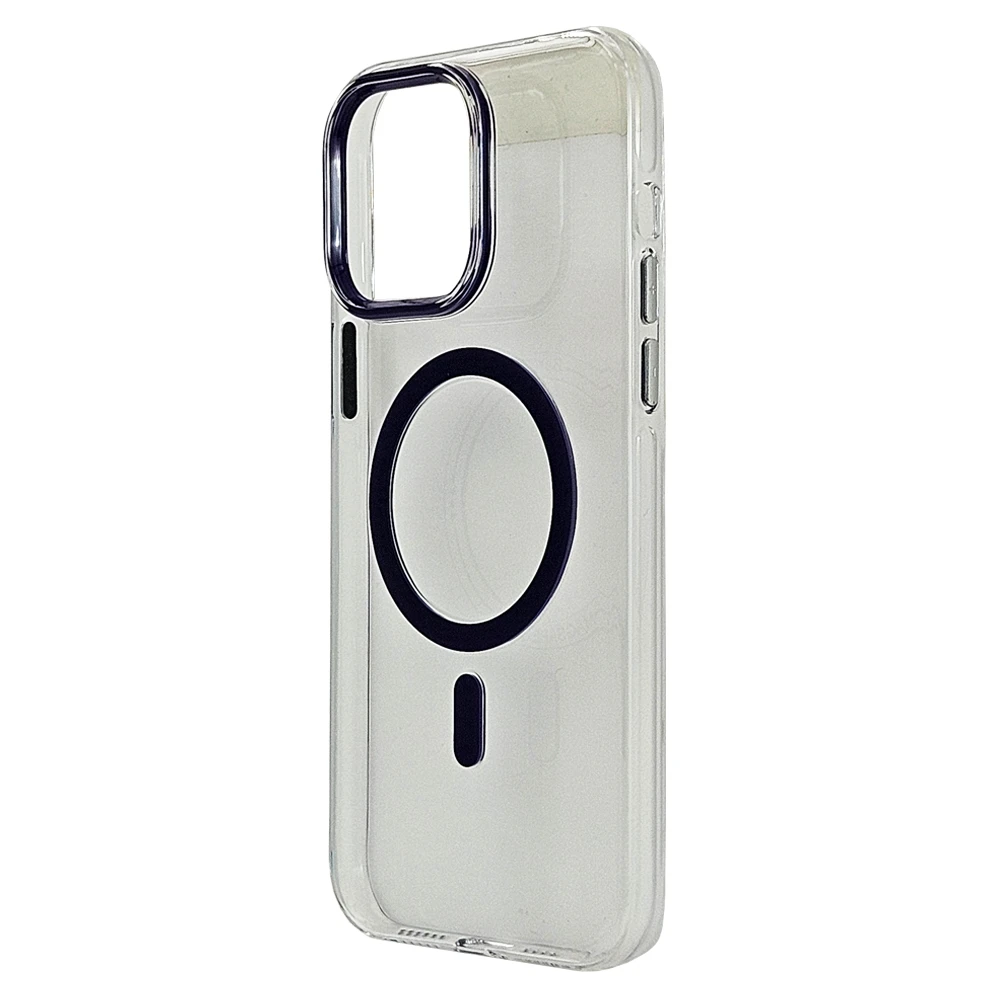 Husa spate pentru iPhone 14 Pro Max Berlia Sheen Magsafe - Transparent/Mov