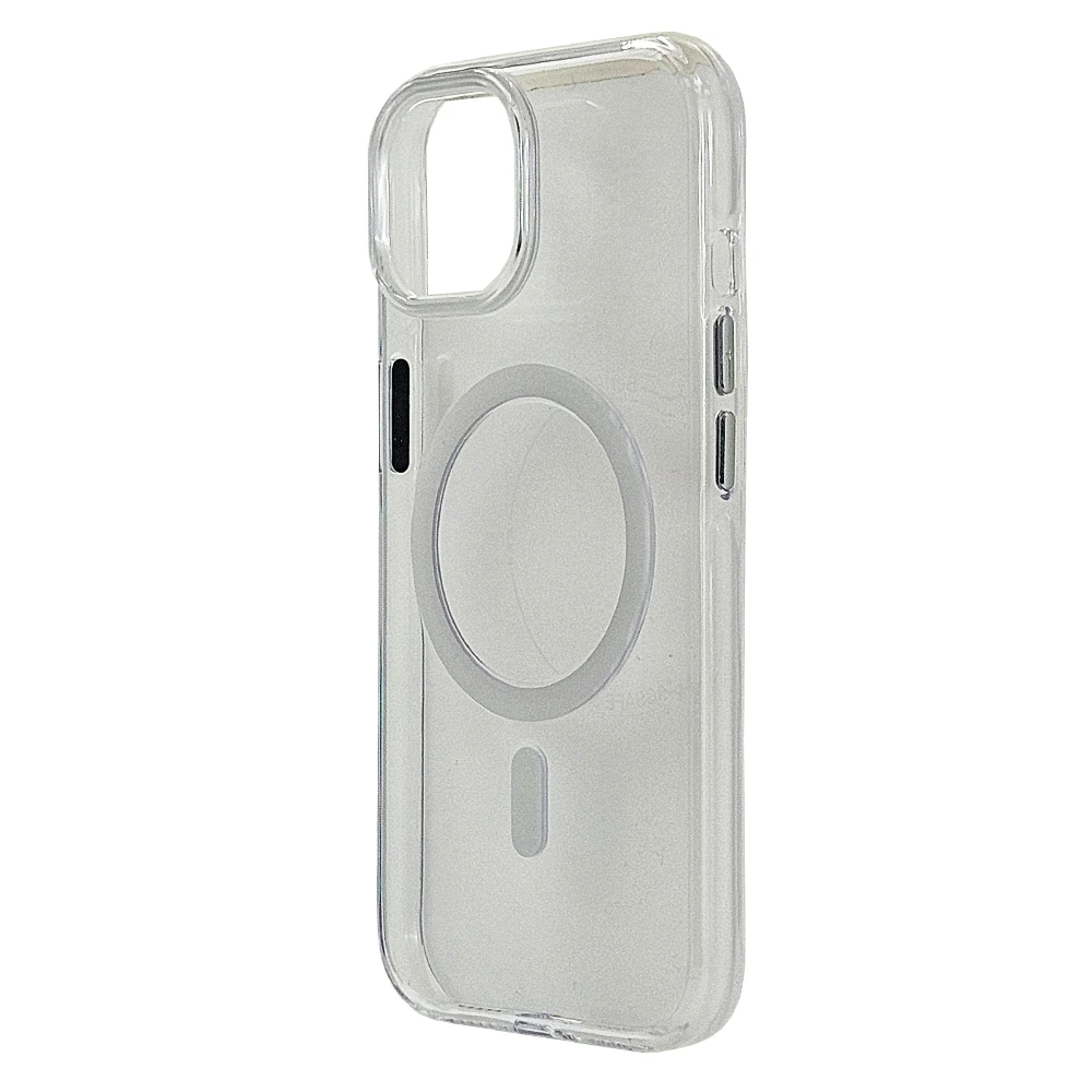 Husa spate pentru iPhone 15 Berlia Sheen Magsafe - Transparent/Alb
