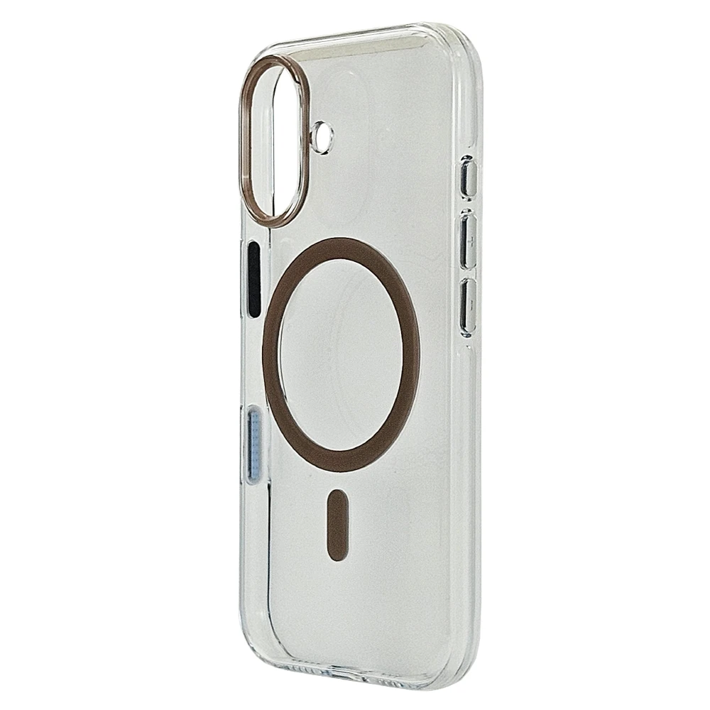 Husa spate pentru iPhone 16 Berlia Sheen Magsafe - Transparent/Maro