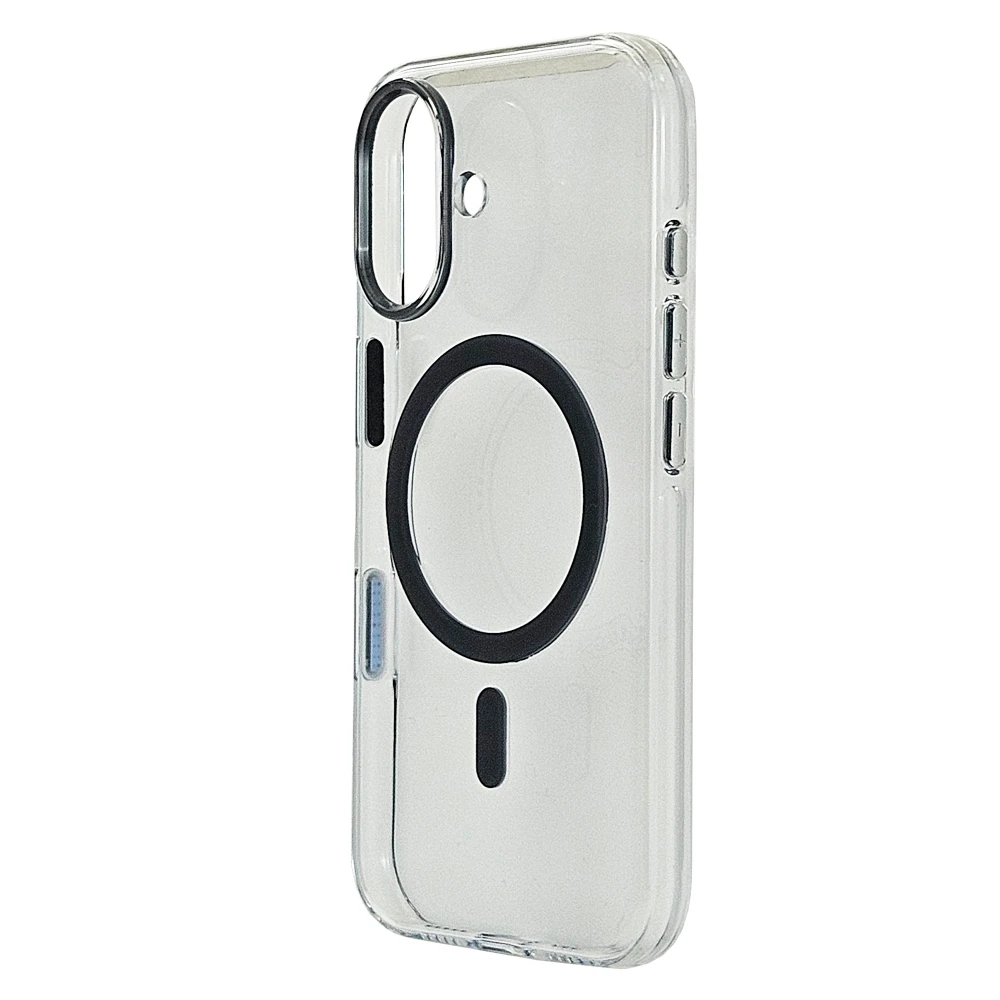 Husa spate pentru iPhone 17 Berlia Sheen Magsafe - Transparent/Gri inchis