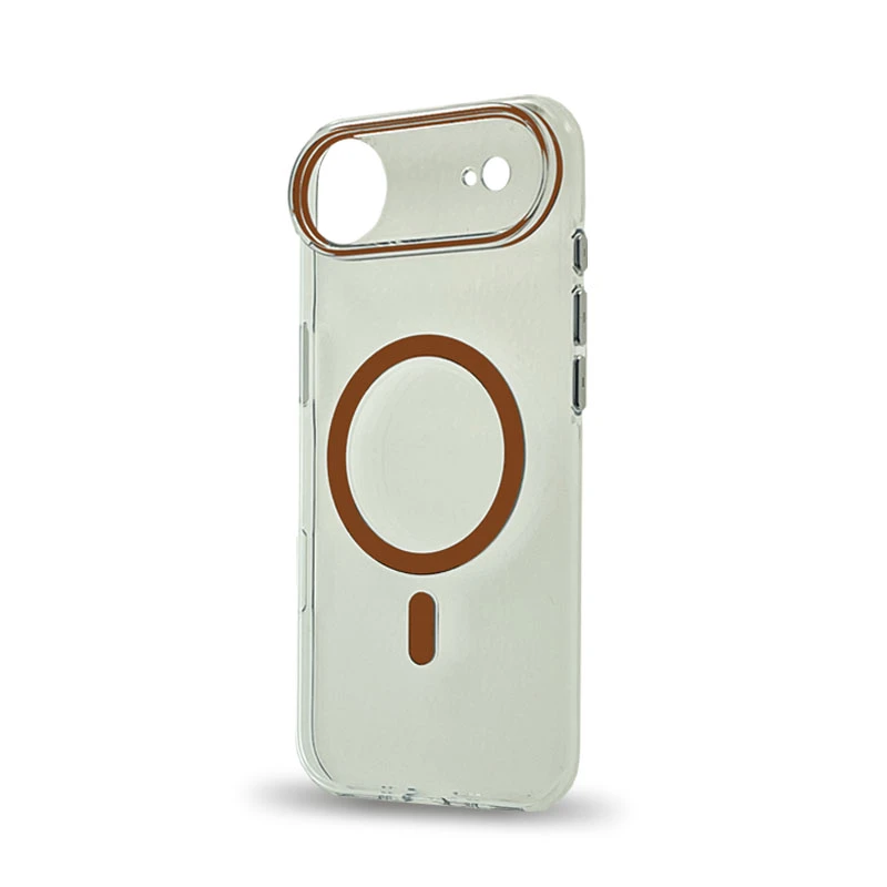 Husa spate pentru iPhone 17 Air Berlia Sheen Magsafe - Transparent/Portocaliu