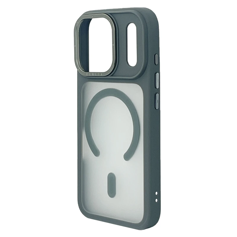 Husa spate pentru iPhone 17 Pro Max Berlia Matte Magsafe - Semitransparent/Gri
