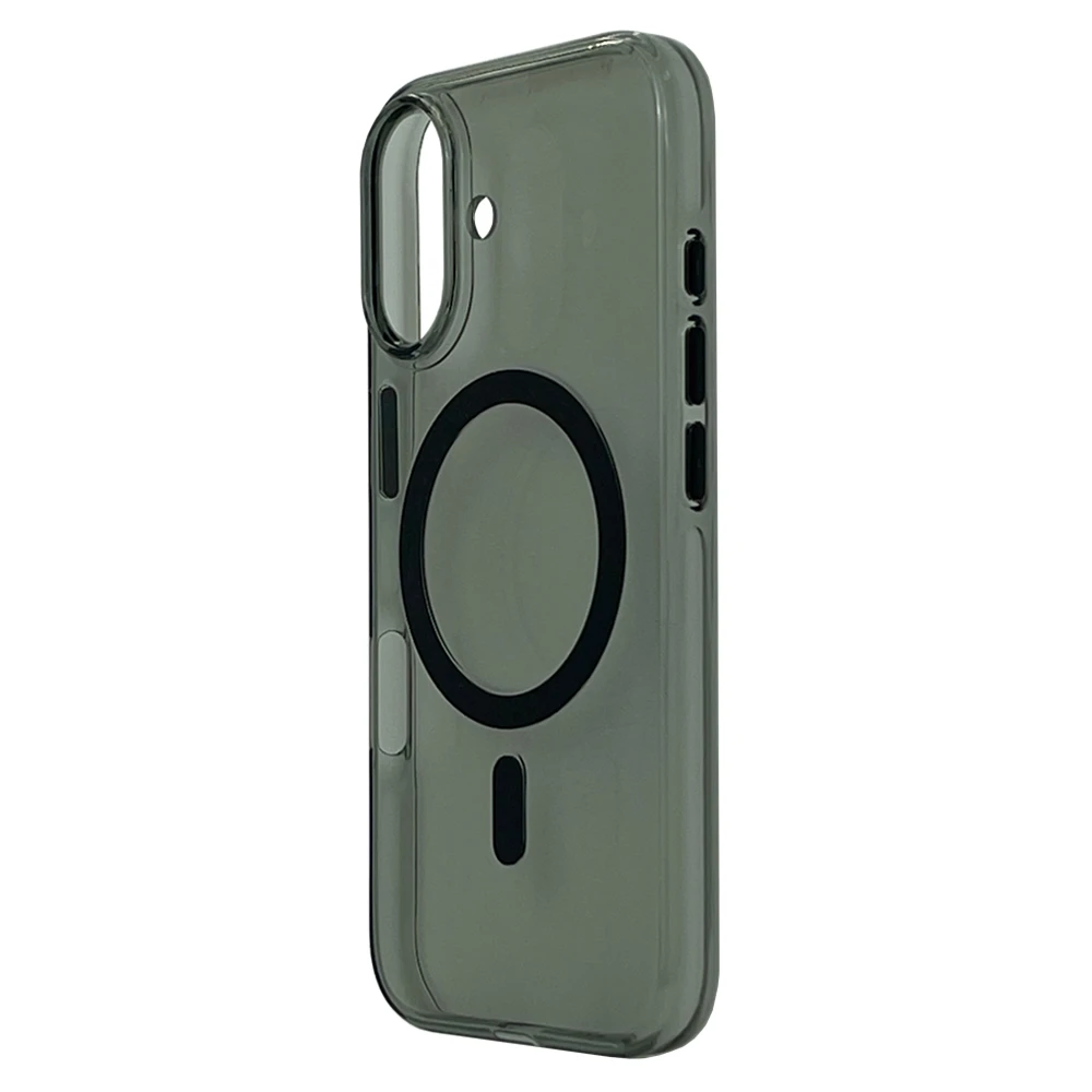 Husa spate Berlia Glaze Magsafe pentru iPhone 16 - Transparent/Negru