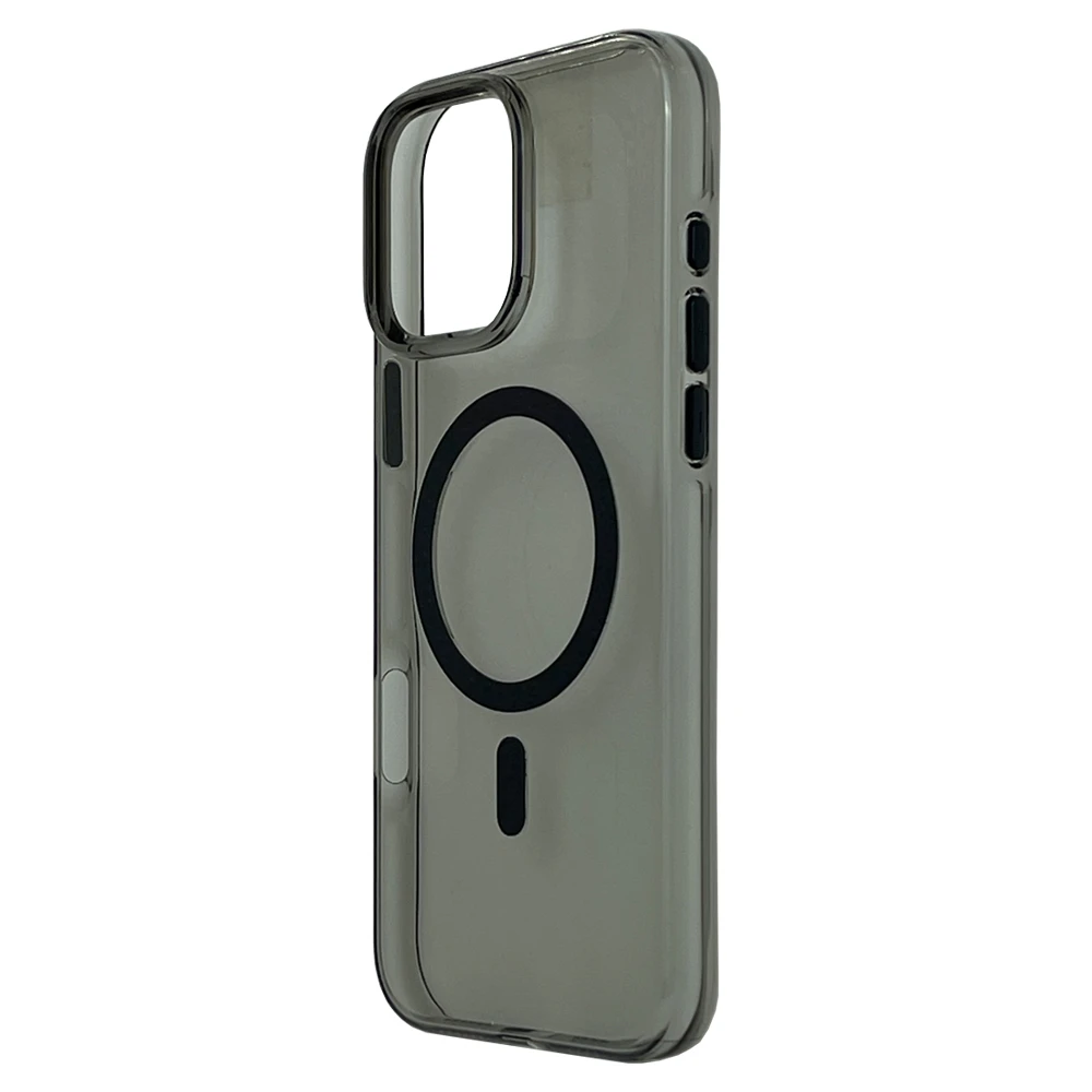 Husa spate Berlia Glaze Magsafe pentru iPhone 16 Pro Max - Transparent/Negru