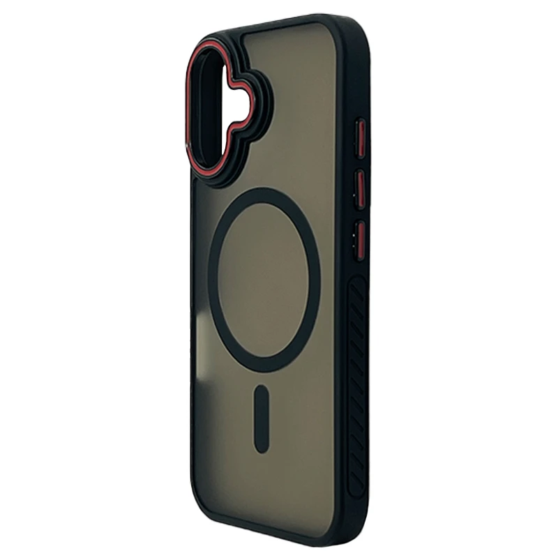 Husa spate pentru iPhone 16 Matte Case Magsafe - Semitransparent/Black