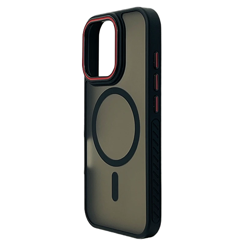 Husa spate pentru iPhone 16 Pro Max Matte Case Magsafe - Semitransparent/Black