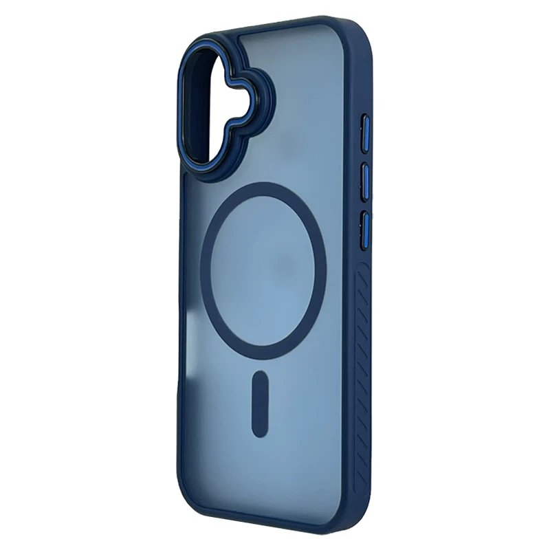Husa spate pentru iPhone 16 Matte Case Magsafe - Semitransparent/Blue
