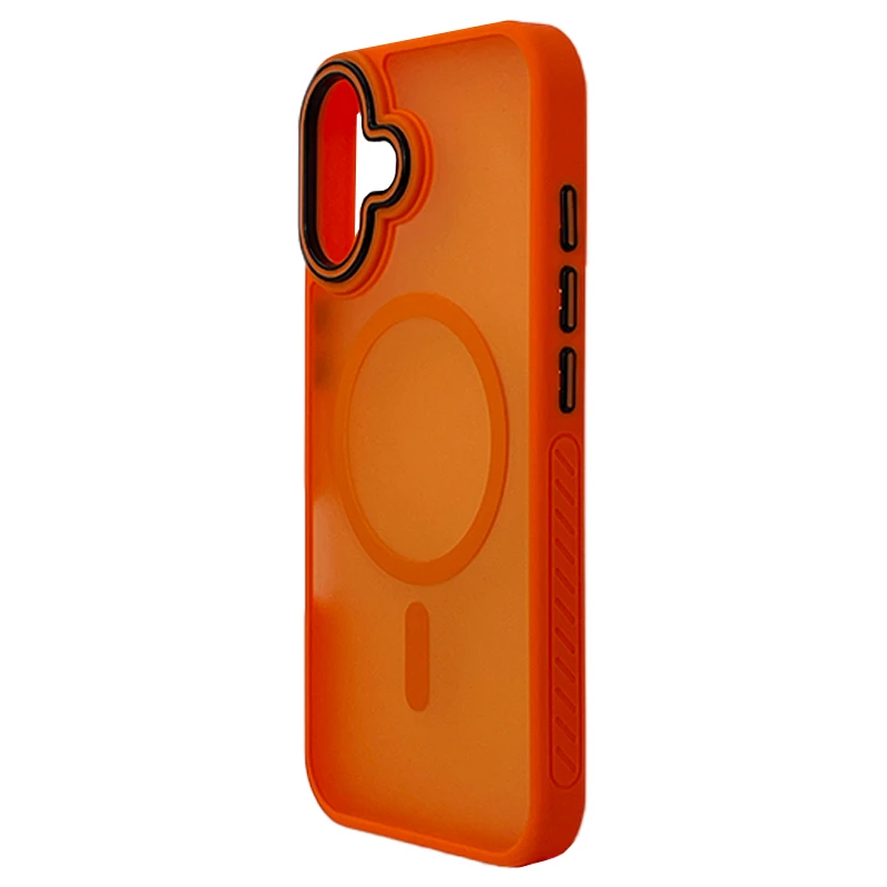 Husa spate pentru iPhone 16 Matte Case Magsafe - Semitransparent/Orange