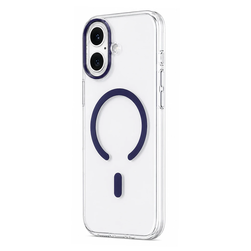 Husa spate pentru iPhone 17 Berlia Sheen Magsafe - Transparent/Mov