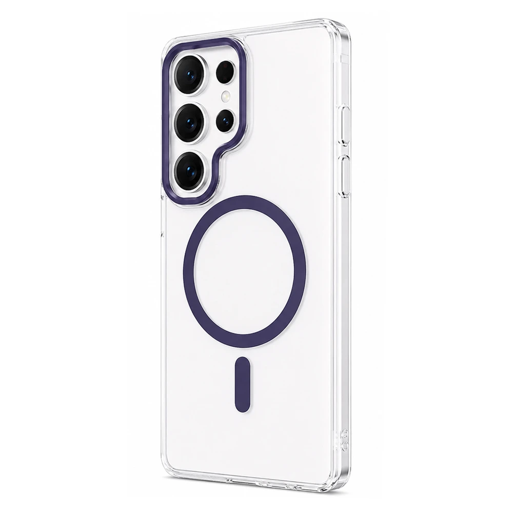 Husa spate pentru Samsung Galaxy S25 Ultra Berlia Sheen Magsafe - Transparent/Mov